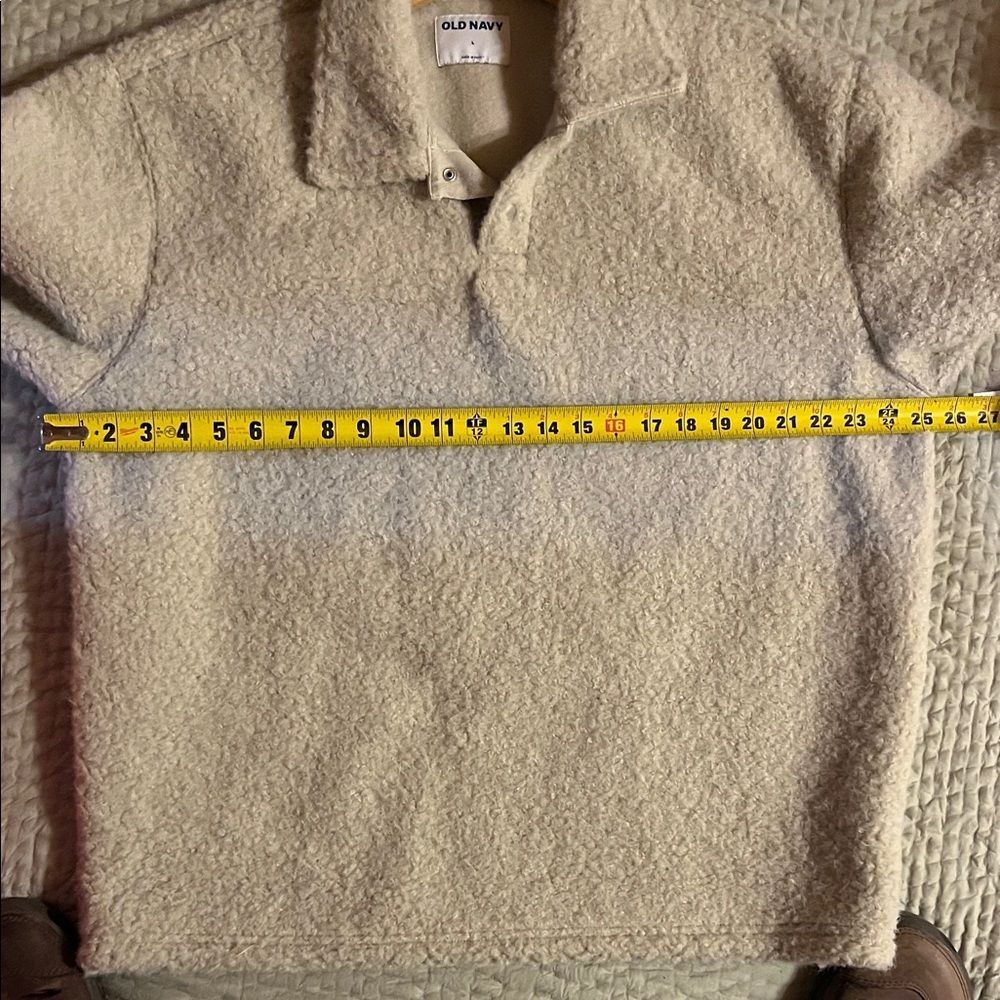 Old Navy Beige Fleece Teddy Sweater - Picture 9 of 10